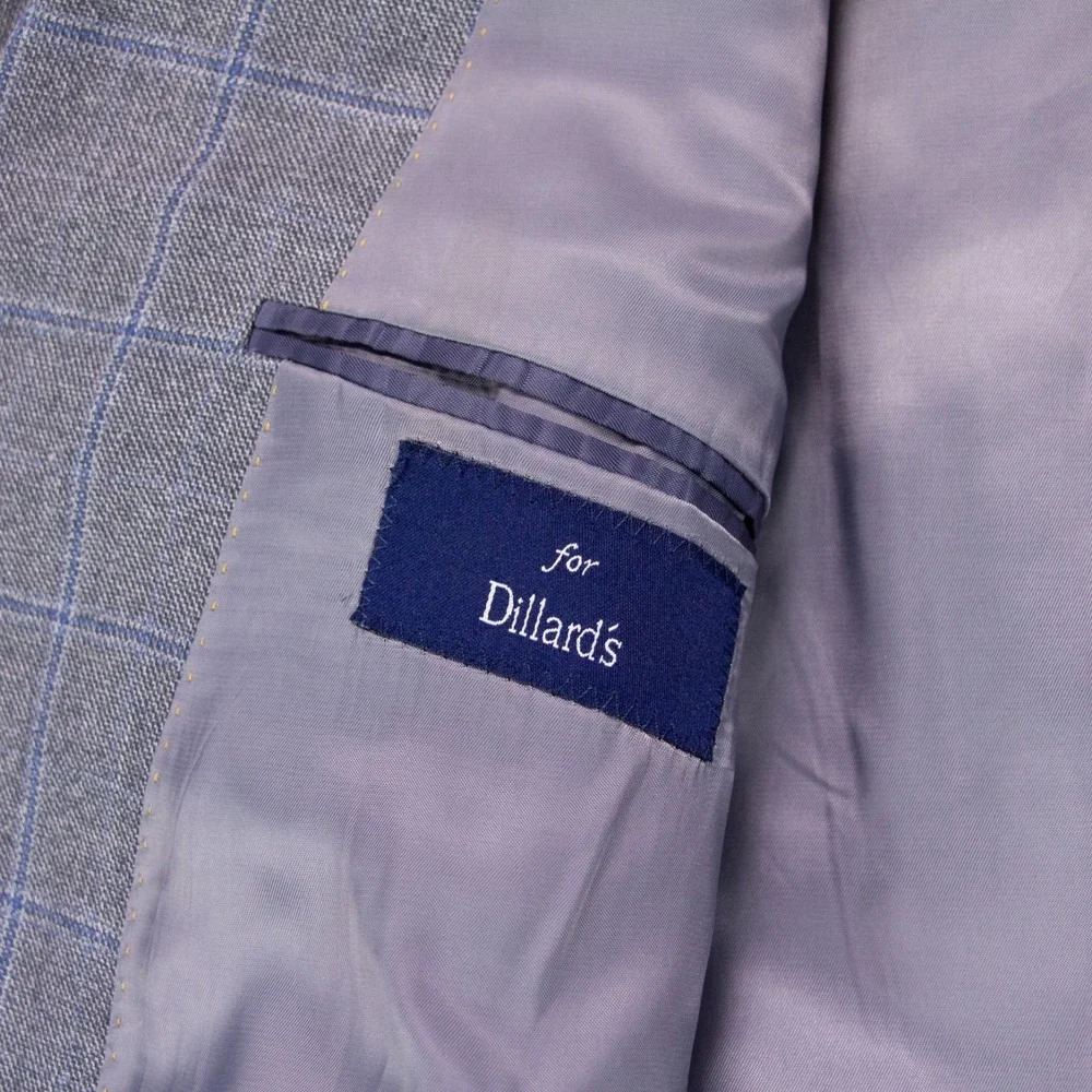 Hart Shaffner Marx Mens 44R Gray Check Windowpane‎ Sport Coat Blazer Jacket USA